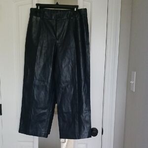 Chico's Faux Leather Deep Navy Blue Pants Classic Straight-Leg